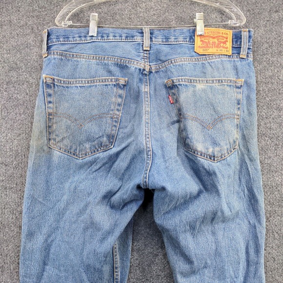 Levi's 505 Men's Straight Jeans Blue 36x30 5-Pocket Medium Wash Cotton - Picture 7 of 13